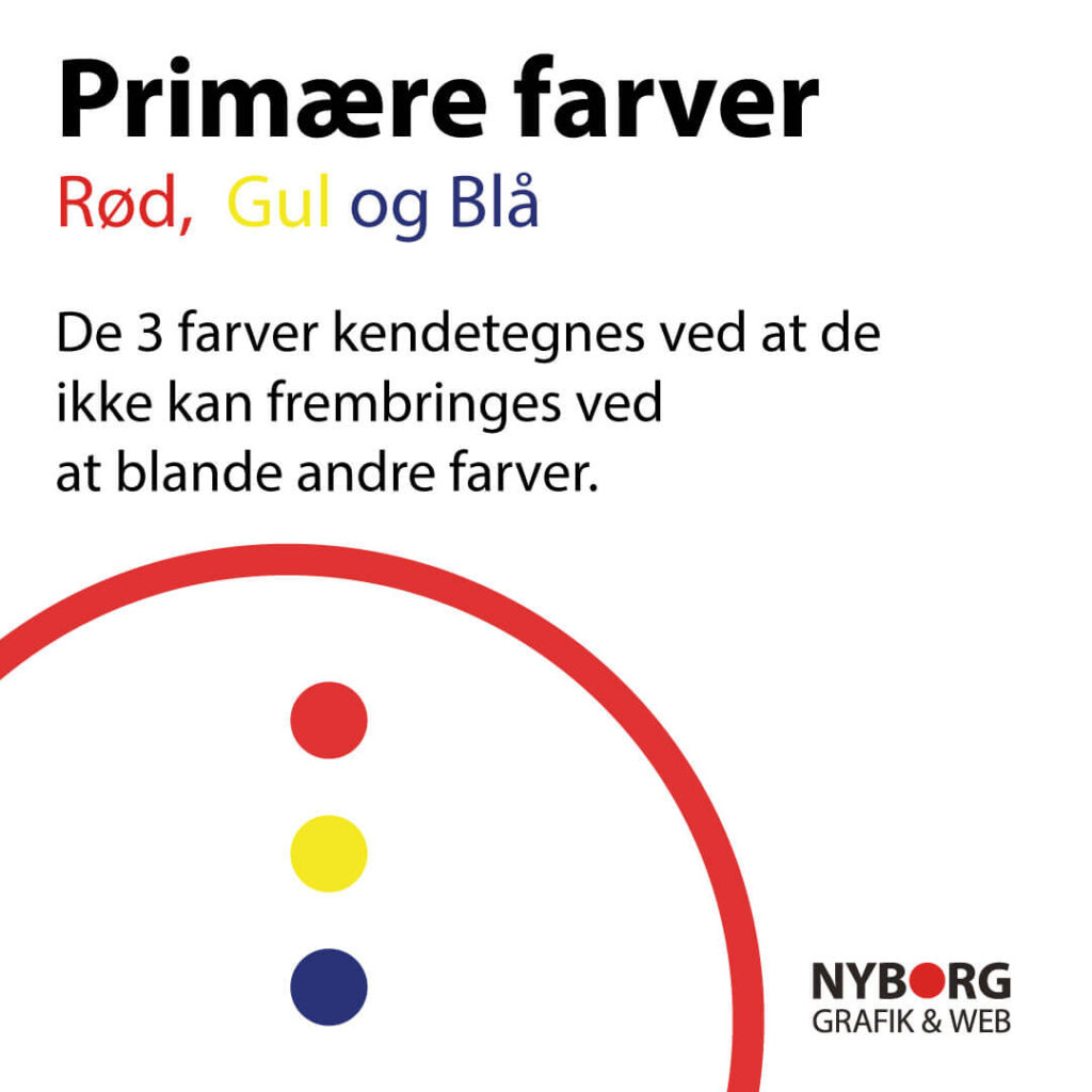 De primære farver er Rød gul og blå