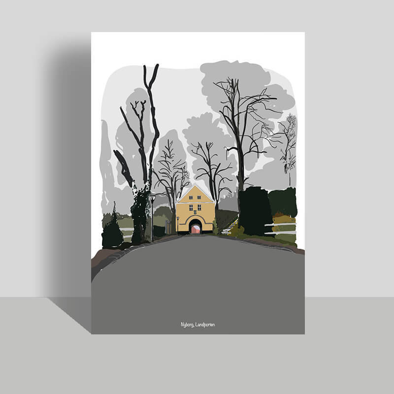 Illustration landporten i Nyborg