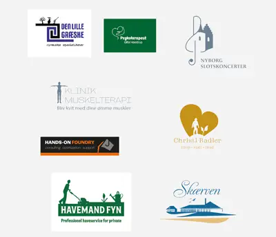 Udvalgte logoer udvikliet af Nyborg Grafik & Web